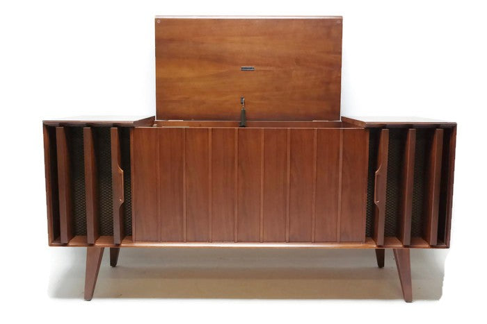 **SOLD OUT**  ZENITH Louver Door Record Player Changer Stereo Console AM FM Bluetooth The Vintedge Co.