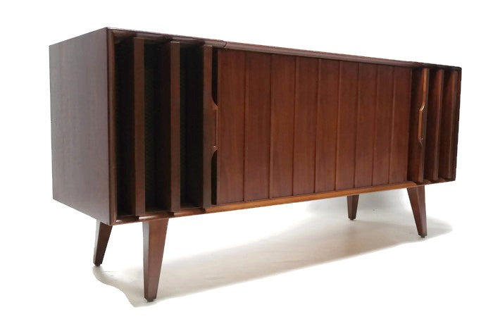 **SOLD OUT**  ZENITH Louver Door Record Player Changer Stereo Console AM FM Bluetooth The Vintedge Co.