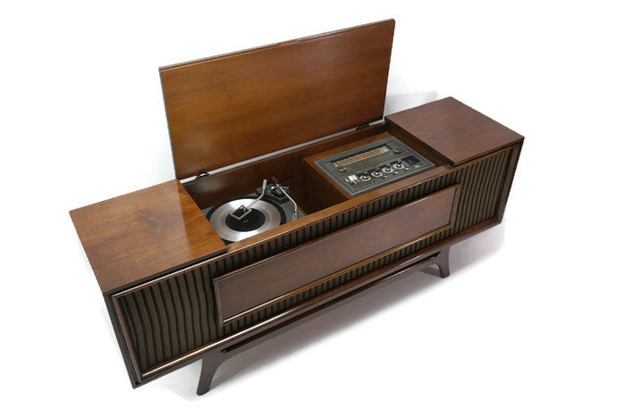 **SOLD OUT** GE Long and Low Record Player Changer Stereo Console The Vintedge Co.