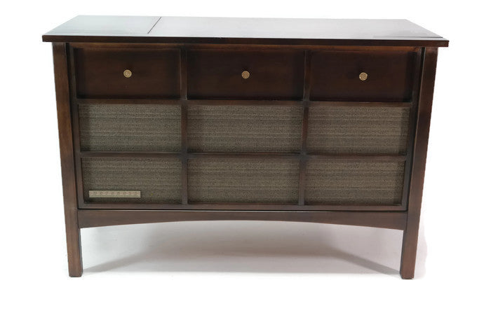 **SOLD OUT**  MOTOROLA 3-Channel Dark Walnut Record Player Changer Stereo Console The Vintedge Co.