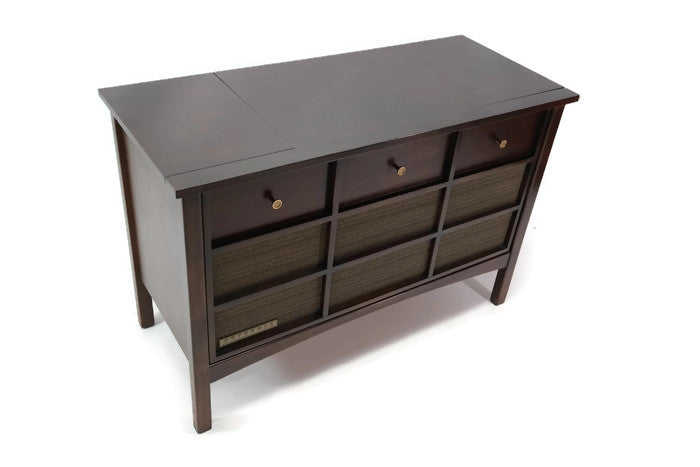 **SOLD OUT**  MOTOROLA 3-Channel Dark Walnut Record Player Changer Stereo Console The Vintedge Co.