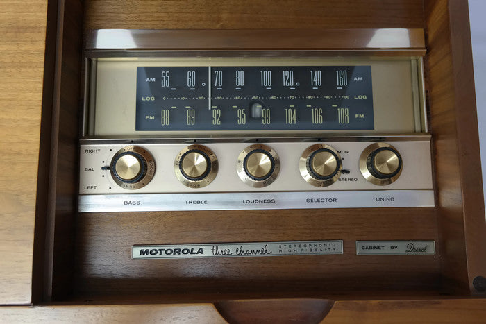 **SOLD OUT**  MOTOROLA 3-Channel Mid Century Record Player Changer Stereo Console The Vintedge Co.