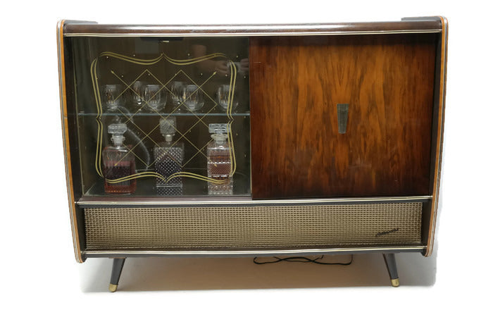 **SOLD OUT** BLAUPUNKT ARKANSAS Mid Century Record Changer Player Stereo Console w/Whiskey Bar The Vintedge Co.
