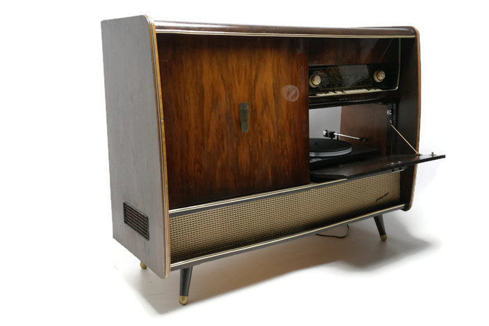 **SOLD OUT** BLAUPUNKT ARKANSAS Mid Century Record Changer Player Stereo Console w/Whiskey Bar The Vintedge Co.