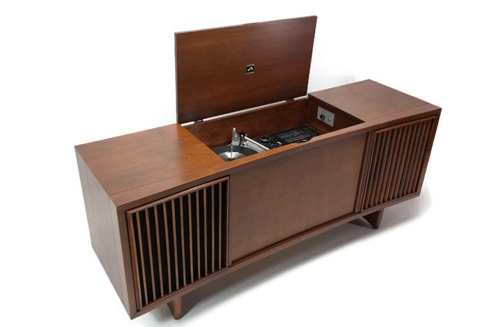 **SOLD OUT**  RCA Mid Century Curved Front Record Player Changer Stereo Console The Vintedge Co.
