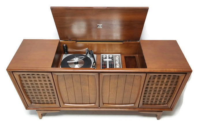 **SOLD OUT**  RCA Victor Victrola Mid Century Modern Stereo Console Record Player Changer AM FM  - Bluetooth The Vintedge Co.