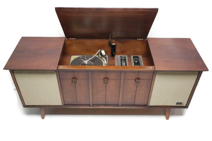 **SOLD OUT**  ZENITH Mid Century Modern Record Player Changer Stereo Console AM FM  - Bluetooth The Vintedge Co.
