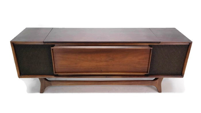 **SOLD OUT** GE Long and Low REEL-TO-REEL Tape & Record Tape Player Changer Stereo Console AM FM Tuner Bluetooth The Vintedge Co.