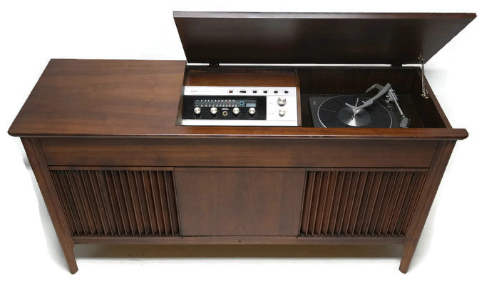 **SOLD OUT** PILOT Mid Century DELUXE Stereo Console Record Player Changer AM FM  - Bluetooth The Vintedge Co.