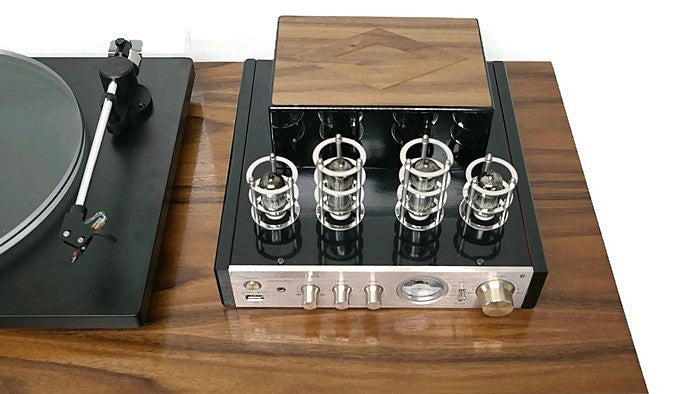 **SOLD OUT** VintedgeCo™ - EXCLUSIVE CUSTOM SERIES -  Mini-PREMIER™ Console Record Player in WALNUT - Turntable - Tube Amplifier - Bluetooth The Vintedge Co.