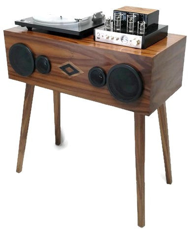 **SOLD OUT** VintedgeCo™ - EXCLUSIVE CUSTOM SERIES -  Mini-PREMIER™ Console Record Player in WALNUT - Turntable - Tube Amplifier - Bluetooth The Vintedge Co.