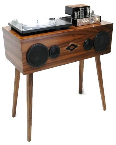 **SOLD OUT** VintedgeCo™ - EXCLUSIVE CUSTOM SERIES -  Mini-PREMIER™ Console Record Player in WALNUT - Turntable - Tube Amplifier - Bluetooth The Vintedge Co.