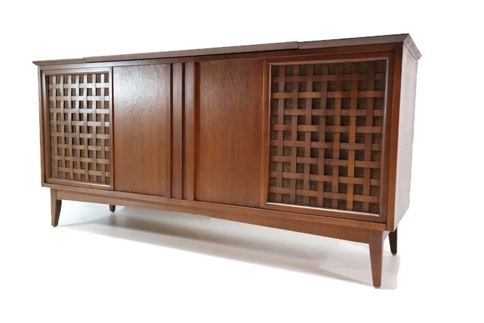 **SOLD OUT** THE FISHER Mid Century Modern Stereo Console Record Player Changer The Vintedge Co.