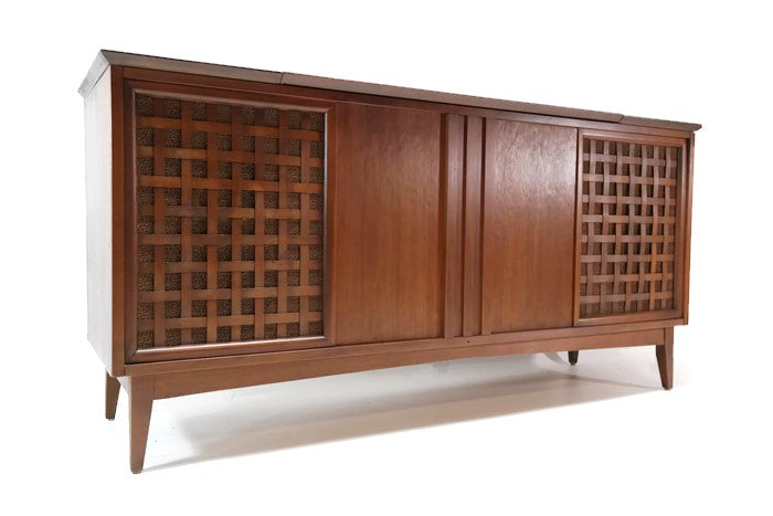 **SOLD OUT** THE FISHER Mid Century Modern Stereo Console Record Player Changer The Vintedge Co.
