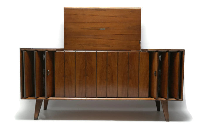 **SOLD OUT** VintedgeCo™ - TURNTABLE READY SERIES™ - Zenith Louver doors Console Cabinet & Speakers - UPGRADE Components AVAILABLE The Vintedge Co.
