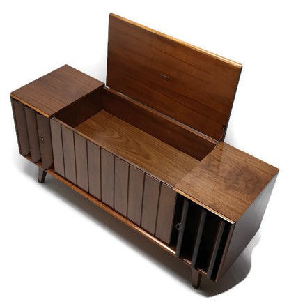 **SOLD OUT** VintedgeCo™ - TURNTABLE READY SERIES™ - Zenith Louver doors Console Cabinet & Speakers - UPGRADE Components AVAILABLE The Vintedge Co.