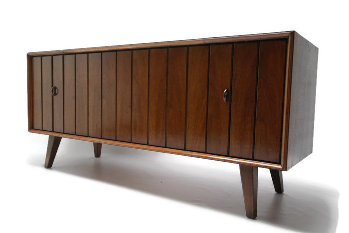 **SOLD OUT** VintedgeCo™ - TURNTABLE READY SERIES™ - Zenith Louver doors Console Cabinet & Speakers - UPGRADE Components AVAILABLE The Vintedge Co.