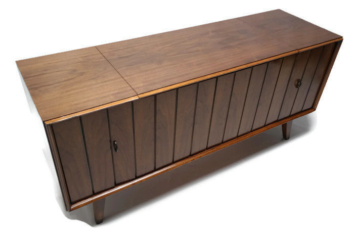 **SOLD OUT** VintedgeCo™ - TURNTABLE READY SERIES™ - Zenith Louver doors Console Cabinet & Speakers - UPGRADE Components AVAILABLE The Vintedge Co.