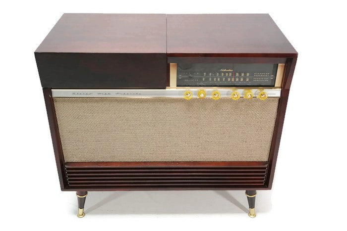 **SOLD OUT** SILVERTONE 50s Mid Century Record Player Changer Stereo Console AM FM Bluetooth The Vintedge Co.