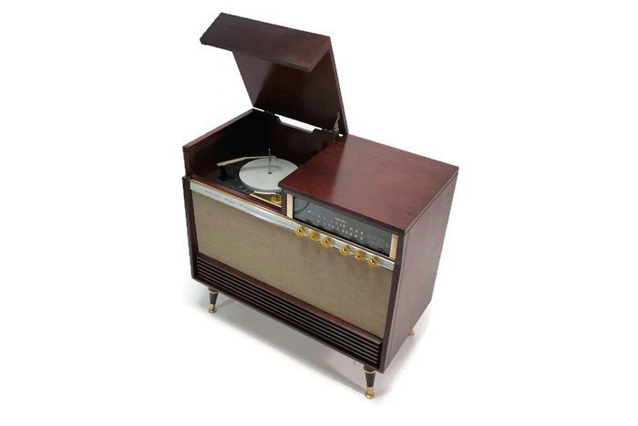 **SOLD OUT** SILVERTONE 50s Mid Century Record Player Changer Stereo Console AM FM Bluetooth The Vintedge Co.