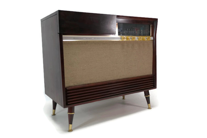 **SOLD OUT** SILVERTONE 50s Mid Century Record Player Changer Stereo Console AM FM Bluetooth The Vintedge Co.