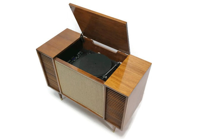 **SOLD OUT** The Vintedge Co™ - TURNTABLE READY SERIES Mid Century Record Player Stereo Cabinet Console FM Bluetooth The Vintedge Co.