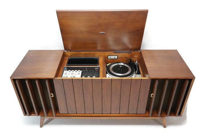**SOLD OUT**  ZENITH DELUXE Louver Door Record Player Changer Stereo Console AM FM Bluetooth The Vintedge Co.