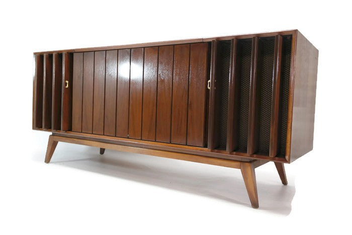 **SOLD OUT**  ZENITH DELUXE Louver Door Record Player Changer Stereo Console AM FM Bluetooth The Vintedge Co.