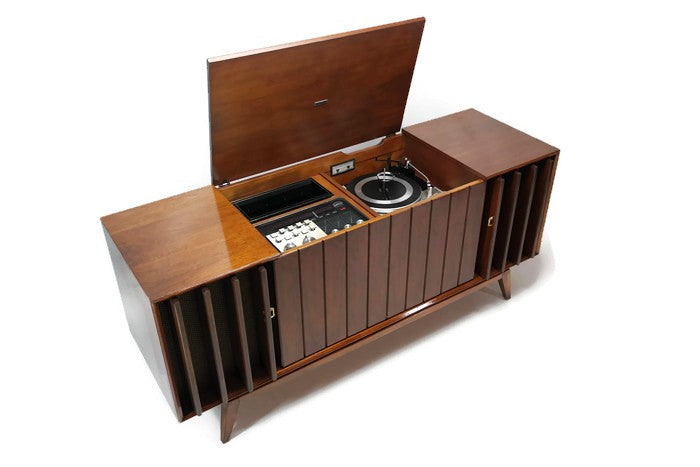 **SOLD OUT**  ZENITH DELUXE Louver Door Record Player Changer Stereo Console AM FM Bluetooth The Vintedge Co.