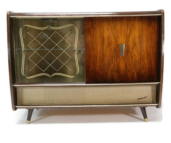 **SOLD OUT** BLAUPUNKT ARKANSAS Mid Century Record Changer Player Stereo Console w/Whiskey Bar The Vintedge Co.