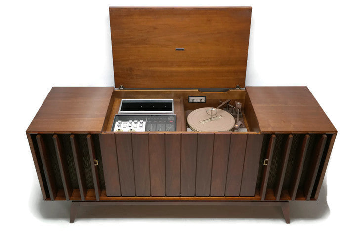 **SOLD OUT**  ZENITH DELUXE Louver Door Record Player Changer Stereo Console AM FM Bluetooth The Vintedge Co.