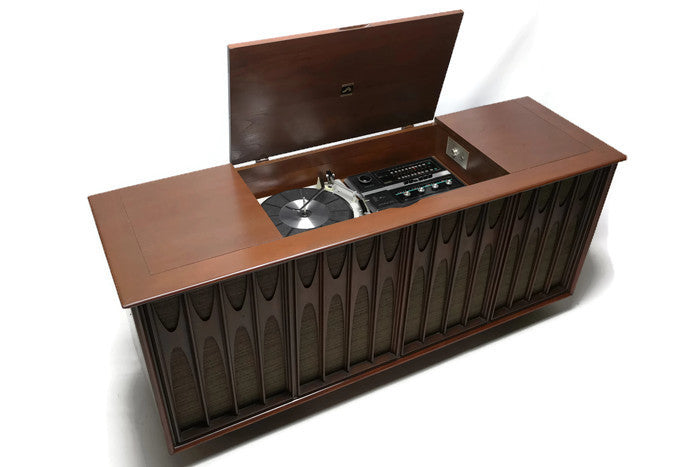 **SOLD OUT** RCA BRASILIA/COFFEY Mid Century Record Player Changer AM|FM Stereo Console - Bluetooth The Vintedge Co.