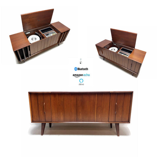 **SOLD OUT** ZENITH Vintage 60s LOUVER DOOR Record Player Changer Stereo Console AM FM Bluetooth The Vintedge Co.