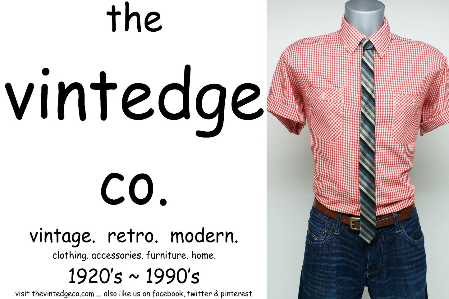 SOLD | 40s 50s 60s Retro Rockabilly Red Gingham Plaid Shirt XXL The Vintedge Co.