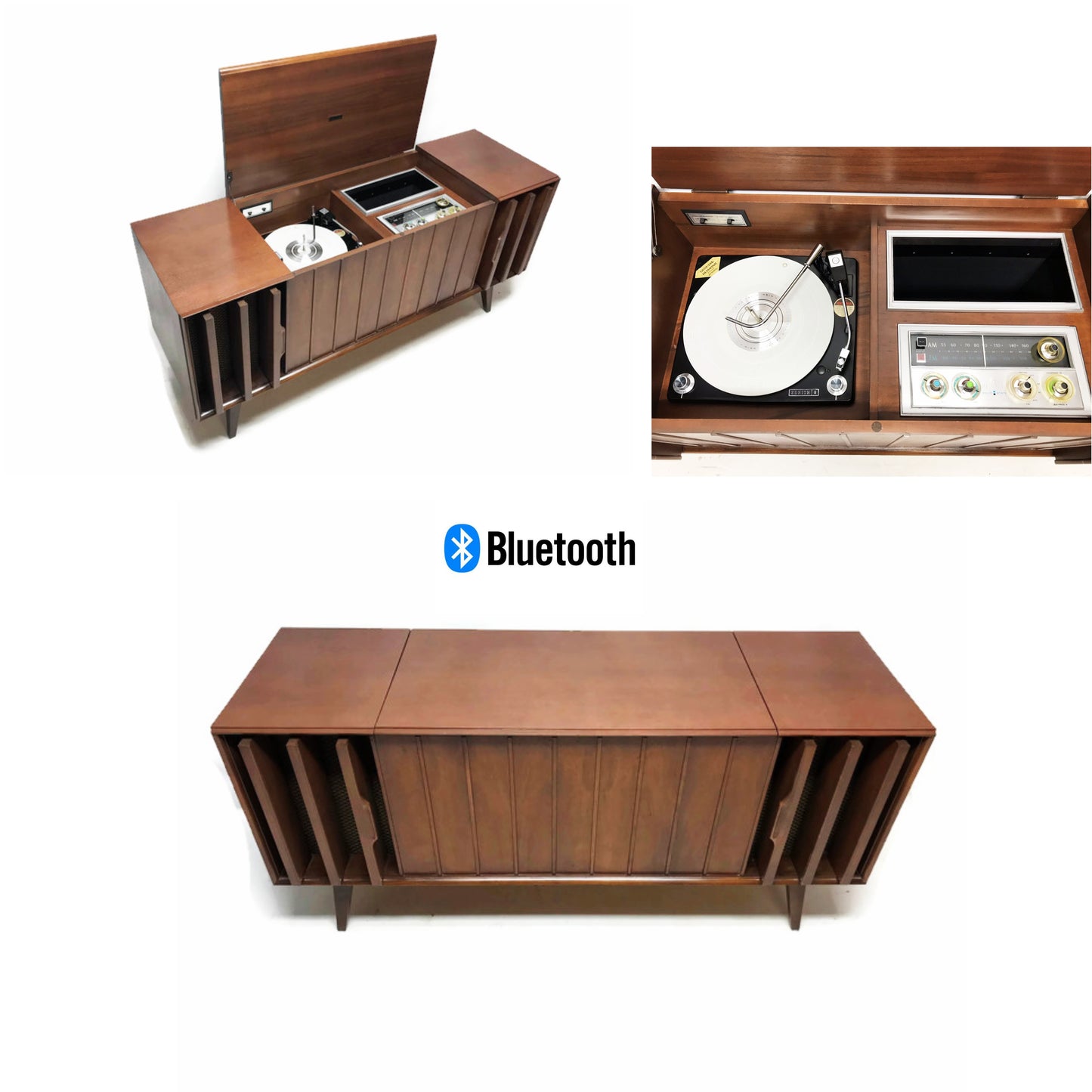 **SOLD OUT**  ZENITH Louver Door Record Player Changer Stereo Console AM FM Bluetooth The Vintedge Co.