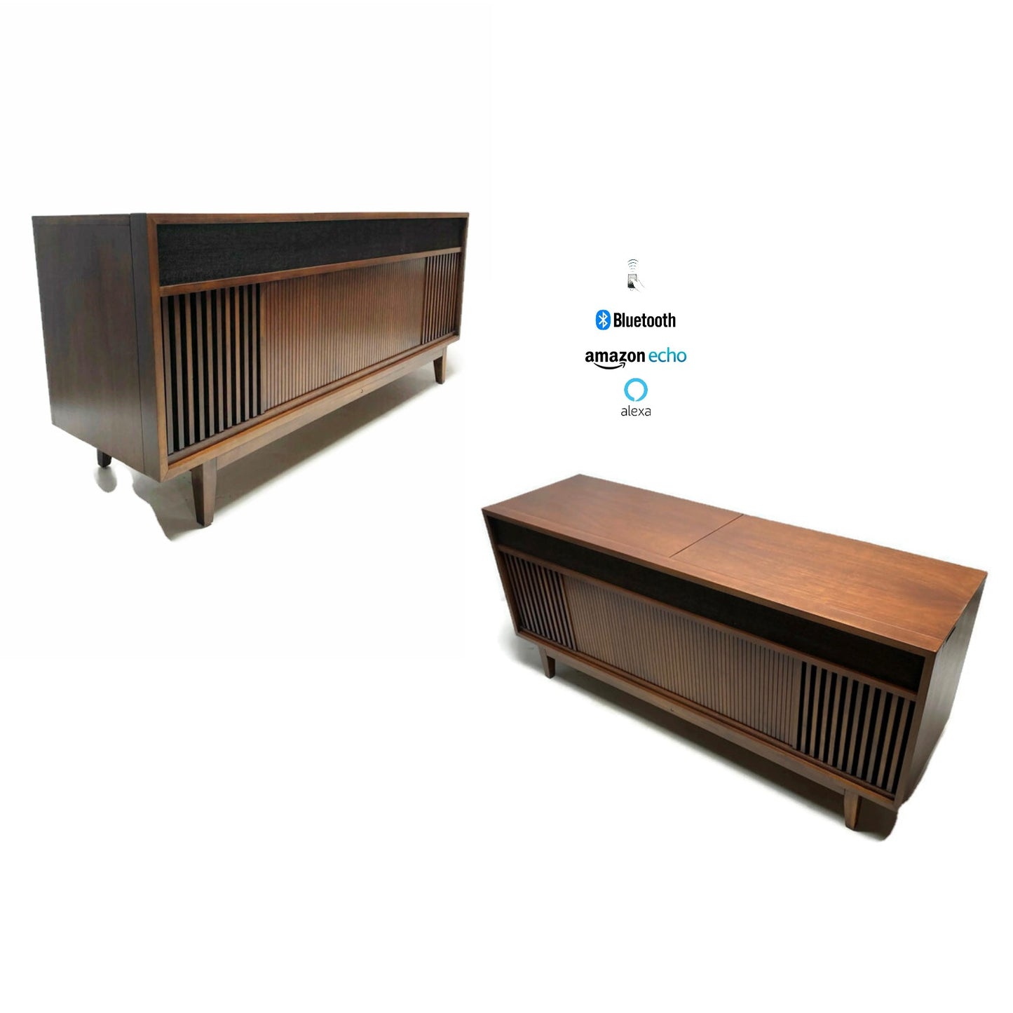 **SOLD OUT** The Vintedge Co™ - TURNTABLE READY SERIES™ - COLUMBIA 50s 60s Modern Turntable Record Player Stereo Console Cabinet Bluetooth Alexa USB The Vintedge Co.