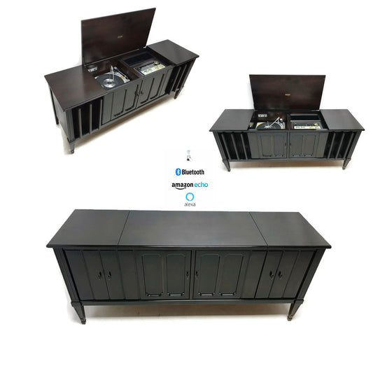 **SOLD OUT** ZENITH Vintage ESPRESSO BROWN Louver Door Record Player Changer Stereo Console AM FM Bluetooth The Vintedge Co.