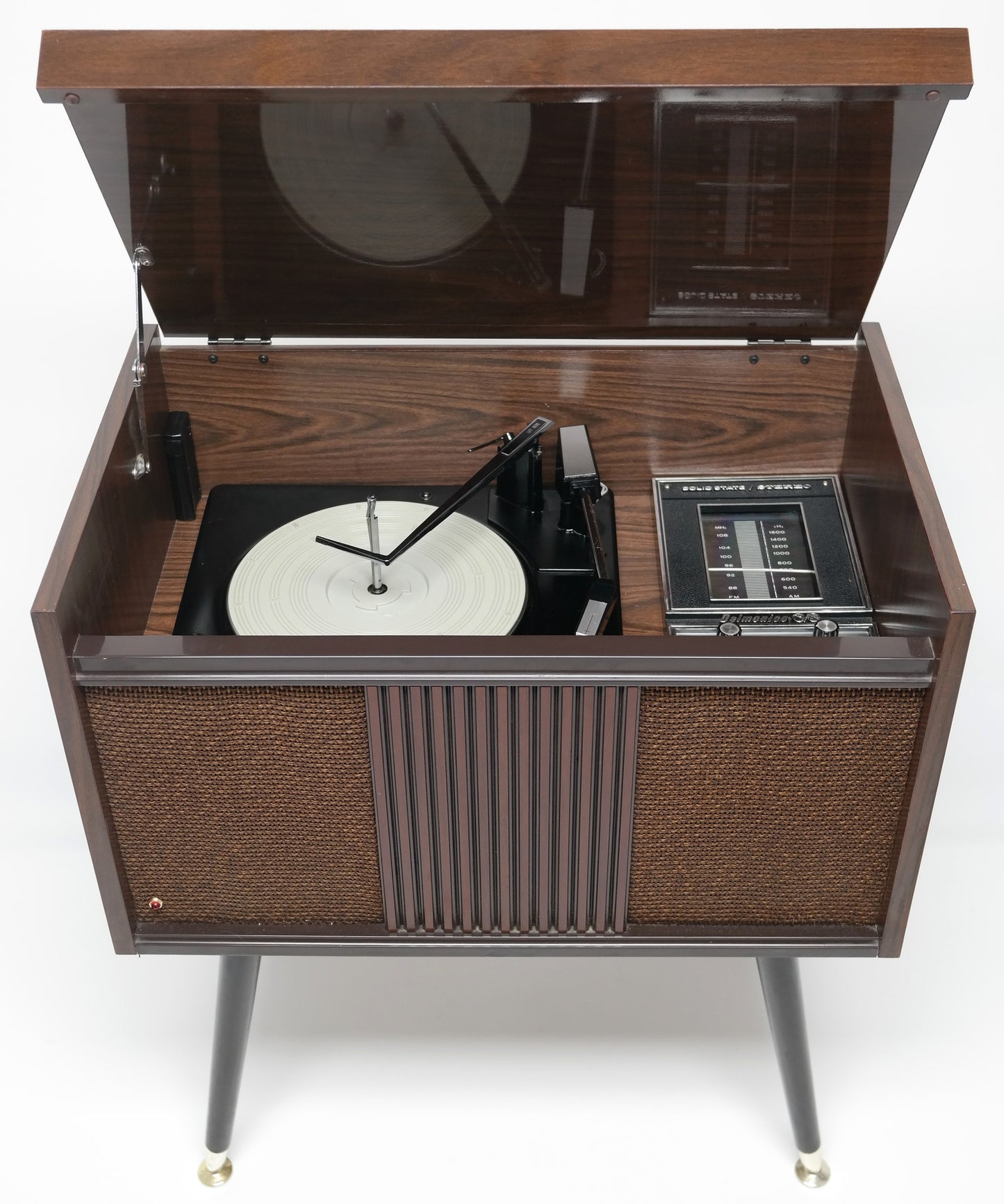 MCM STEREO - 60's Mid Century Delmonico Nivico Consolette Record Player - Bluetooth iPod iPhone Android Input AM/FM Tuner The Vintedge Co.