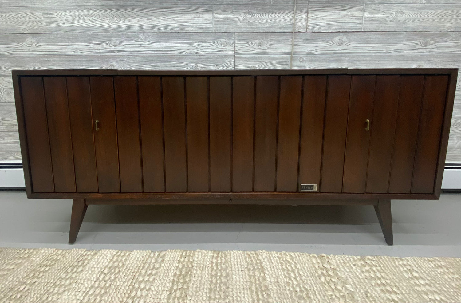 SOLD OUT!!! 60s Mid Century ZENITH Louver Stereo Console Record Player Changer AM FM Bluetooth The Vintedge Co.