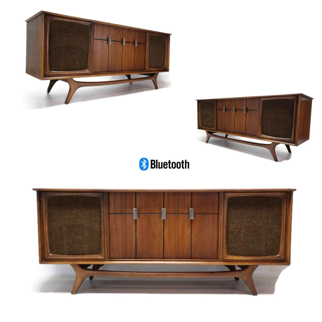 The Vintedge Co™ - RCA Mid Century Vintage Record Player Changer Stereo Console AM FM  - Bluetooth