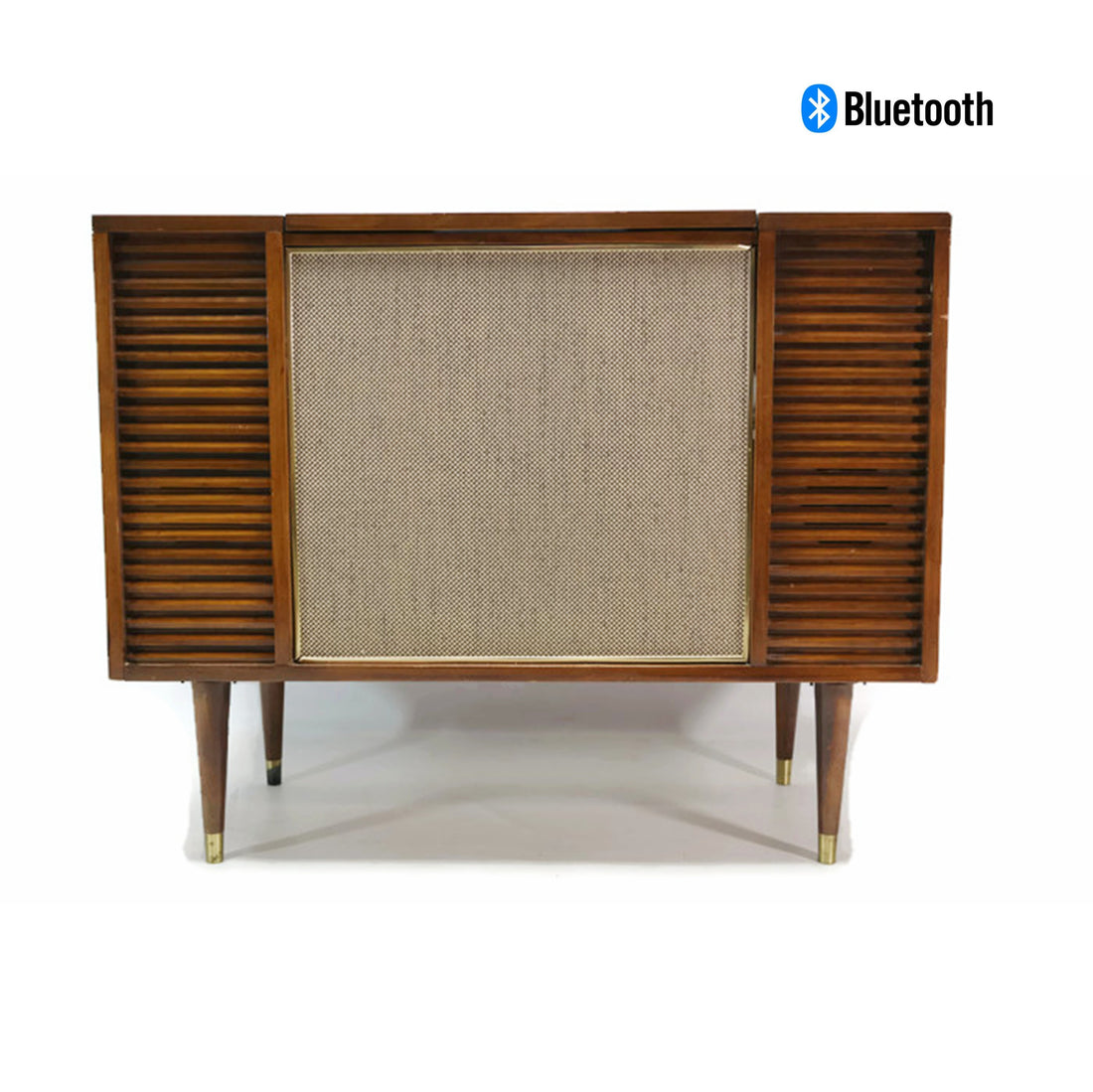 The Vintedge Co™ - TURNTABLE-READY SERIES - Mid Century Record Player Stereo Cabinet Console FM Bluetooth