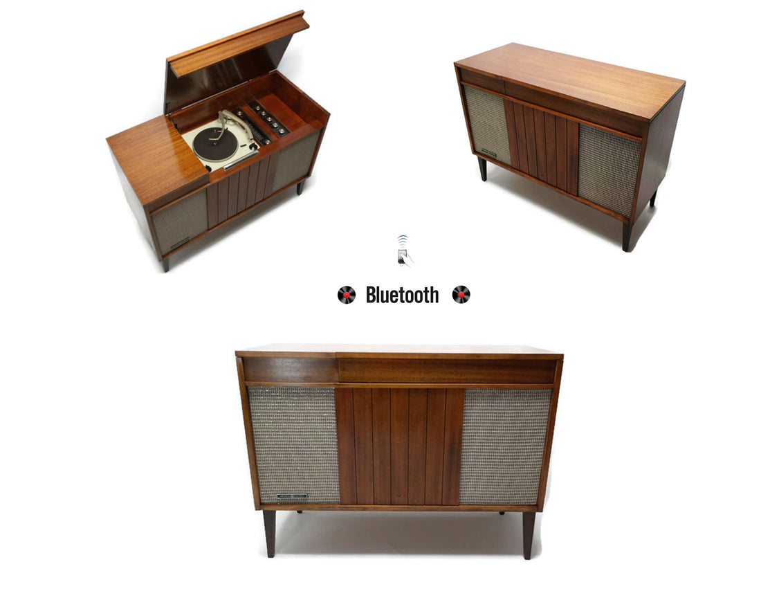The Vintedge Co™ - GE Mid Century Vintage Record Player Changer Stereo Console