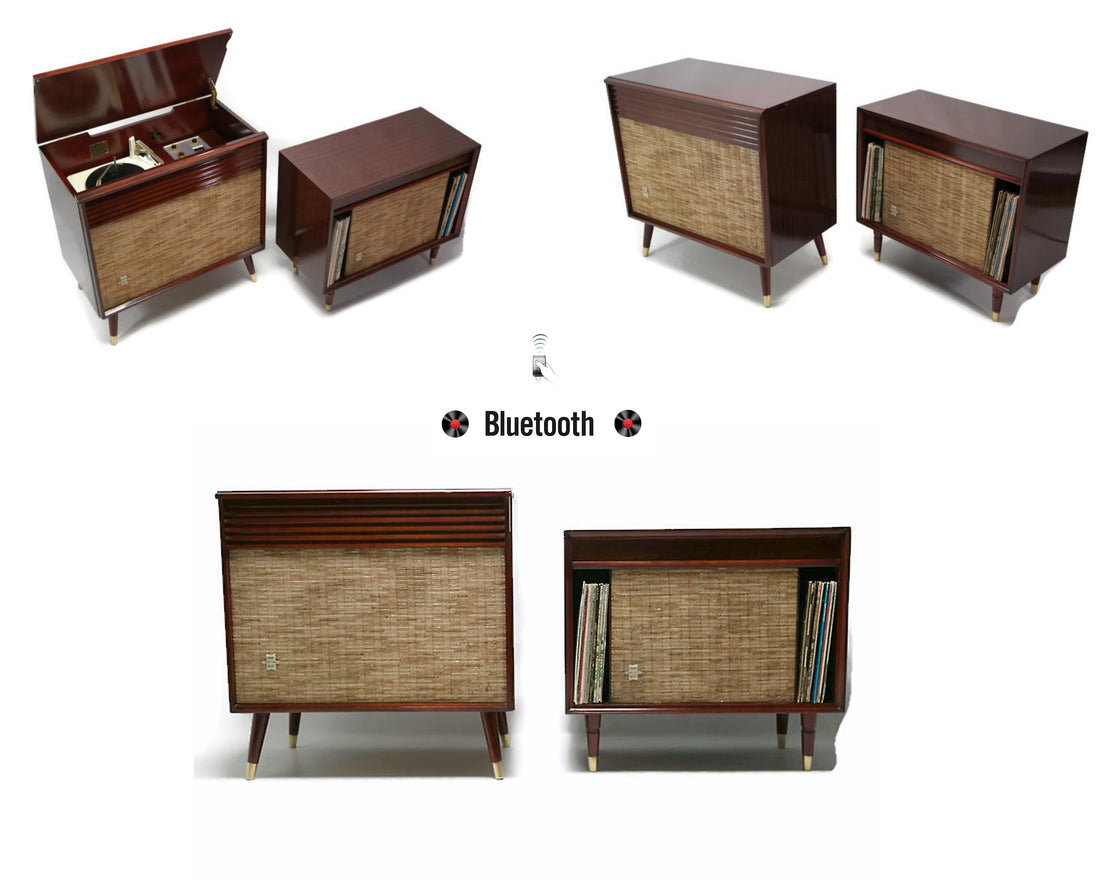 The Vintedge Co™ - SILVERTONE 2-Piece Record Player Changer Stereo Console w/Ext. Speaker