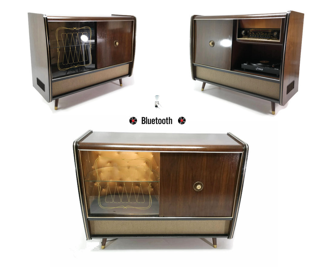 The Vintedge Co™ - BLAUPUNKT Mid Century Record Changer Player Stereo Console w/Built-in Bar