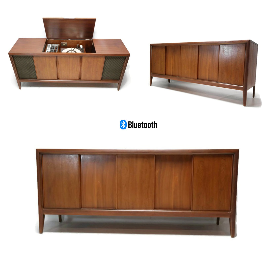 The Vintedge Co™ - ADMIRAL Mid Century Vintage Record Player Changer Stereo Console AM FM  - Bluetooth