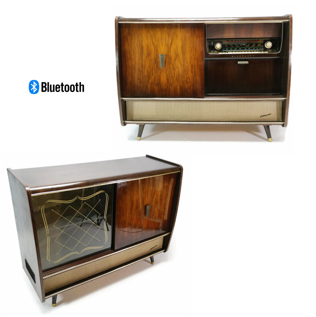 The Vintedge Co™ - BLAUPUNKT ARKANSAS Mid Century Record Player Changer Stereo Console w/Whiskey Bar