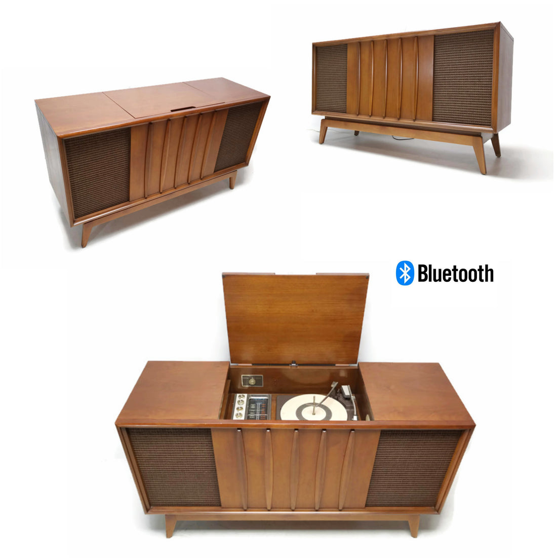 The Vintedge Co™ - ADMIRAL Mid Century Record Player Changer Stereo Console AM FM  - Bluetooth