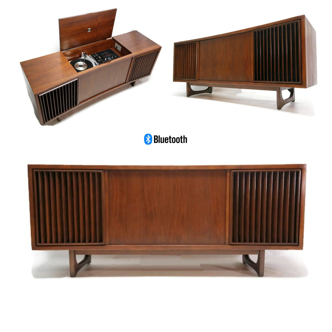 The Vintedge Co™ - RCA Mid Century Curved Front Record Player Changer Stereo Console - Bluetooth