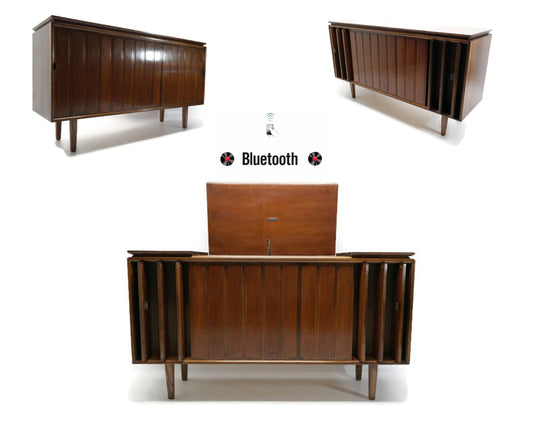 The Vintedge Co™ - Mid Century Turntable Record Player Stereo Console Cabinet