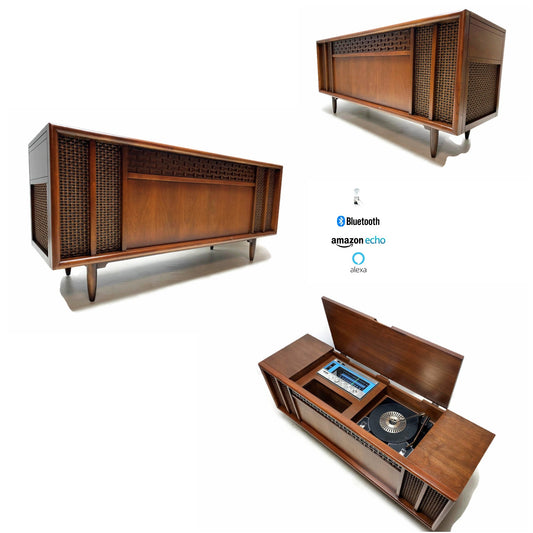 The Vintedge Co™ - AIRLINE 60s Mid Century STEREO CONSOLE Record Player Changer AM FM Bluetooth